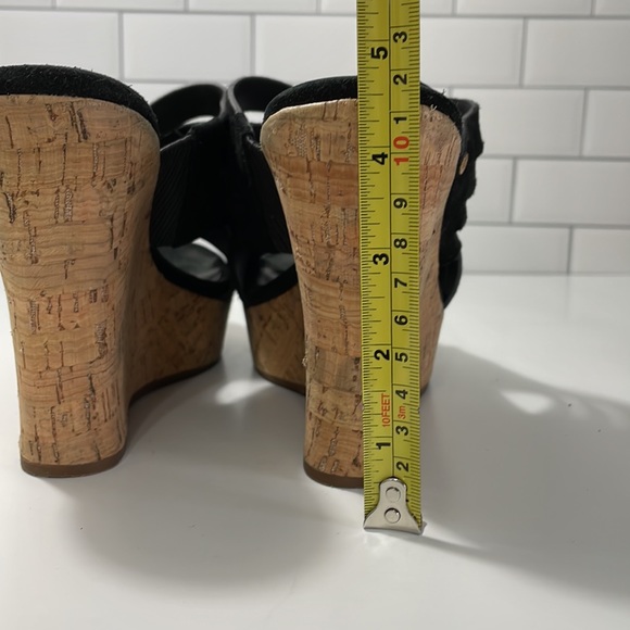 Ugg Marta black suede cork wedge heel sandals.  Size 10. - Picture 8 of 10